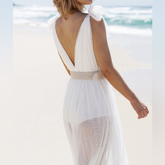 Her Empire Bella White Sheer Dress NWT - M - Picture 2 of 9